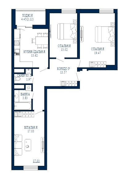 3-комнатная 84.73 м² в ЖК Viking Park от 28 850 грн/м², Львов