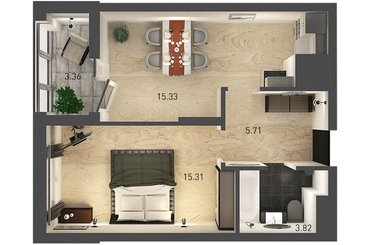 1-комнатная 43.53 м² в ЖК Вільне Місто от 22 350 грн/м², Львов