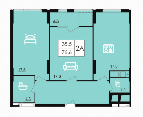 2-комнатная 76.6 м² в ЖК Лесопарковый от 21 200 грн/м², Винница