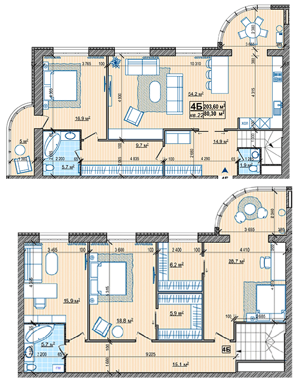 Двухуровневая 203.6 м² в ЖК Парковый от 20 150 грн/м², Винница