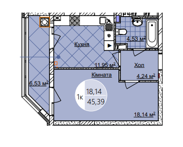 1-комнатная 45.39 м² в ЖК Imperial Park Avenue от застройщика, Черновцы