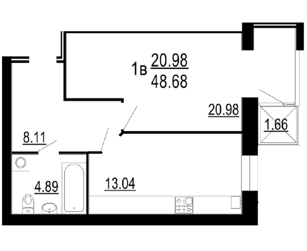 1-комнатная 48.68 м² в ЖК Семейный комфорт от 14 400 грн/м², Винница