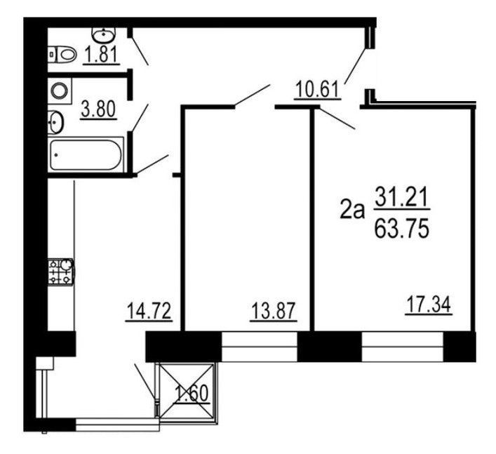 2-кімнатна 63.75 м² в ЖК Сімейний комфорт від 13 900 грн/м², Вінниця