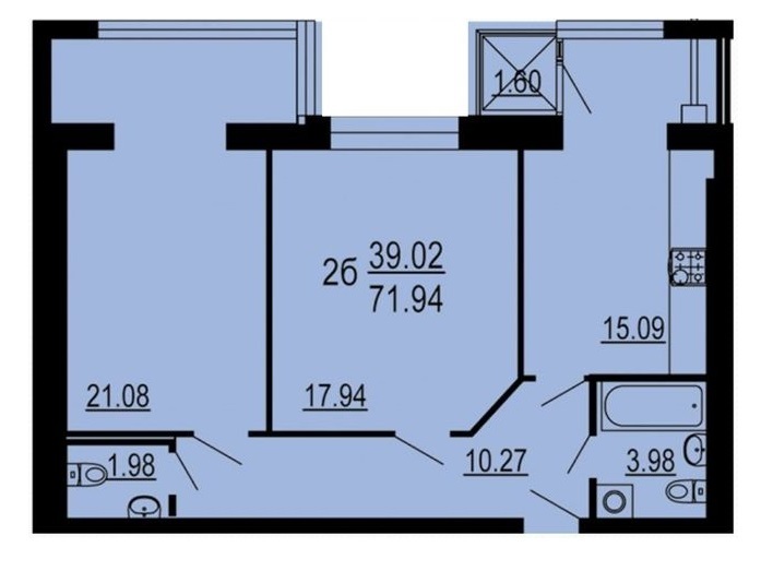 2-кімнатна 71.94 м² в ЖК Сімейний комфорт від 13 900 грн/м², Вінниця