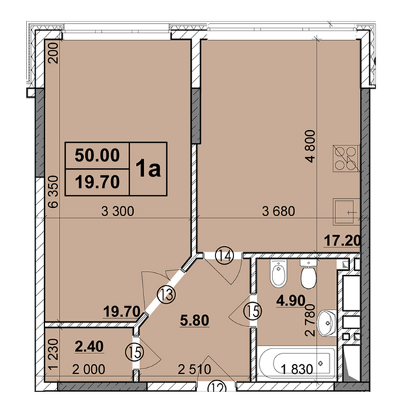 1-кімнатна 50 м² в Мкрн Зоряний від 22 650 грн/м², Чернівці