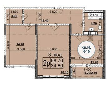 2-кімнатна 68.7 м² в Мкрн Зоряний від 26 300 грн/м², Чернівці