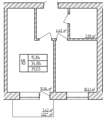 1-кімнатна 39.03 м² в ЖК Мічуріна від 14 000 грн/м², с. Агрономічне