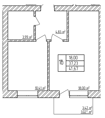 1-комнатная 41.67 м² в ЖК Мичурина от 16 000 грн/м², с. Агрономичное