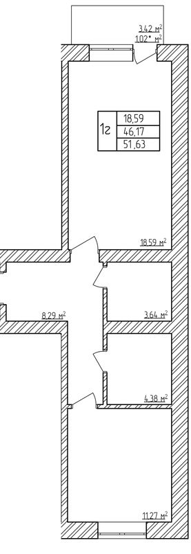 1-кімнатна 51.63 м² в ЖК Мічуріна від 17 000 грн/м², с. Агрономічне