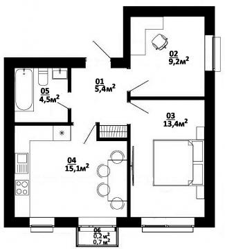 2-кімнатна 47.8 м² в ЖК Білий Шоколад.Center від 22 500 грн/м², с. Білогородка