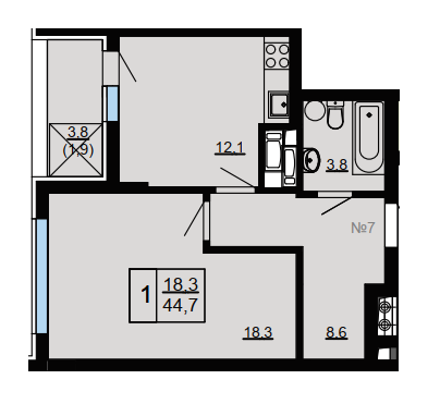 1-комнатная 44.7 м² в ЖК Paradise Avenue от 26 000 грн/м², с. Крюковщина