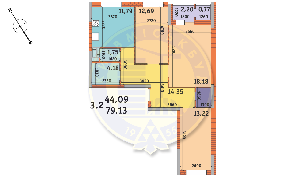 3-комнатная 79.13 м² в ЖК Пектораль от 23 152 грн/м², Киев