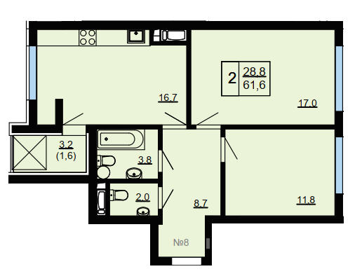 2-кімнатна 61.6 м² в ЖК Paradise Avenue від 26 000 грн/м², с. Крюківщина