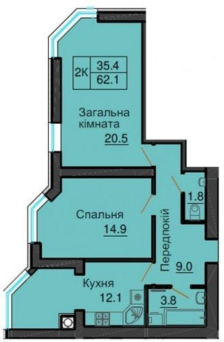 2-комнатная 62.1 м² в ЖК Sofia Nova от 25 000 грн/м², с. Новоселки