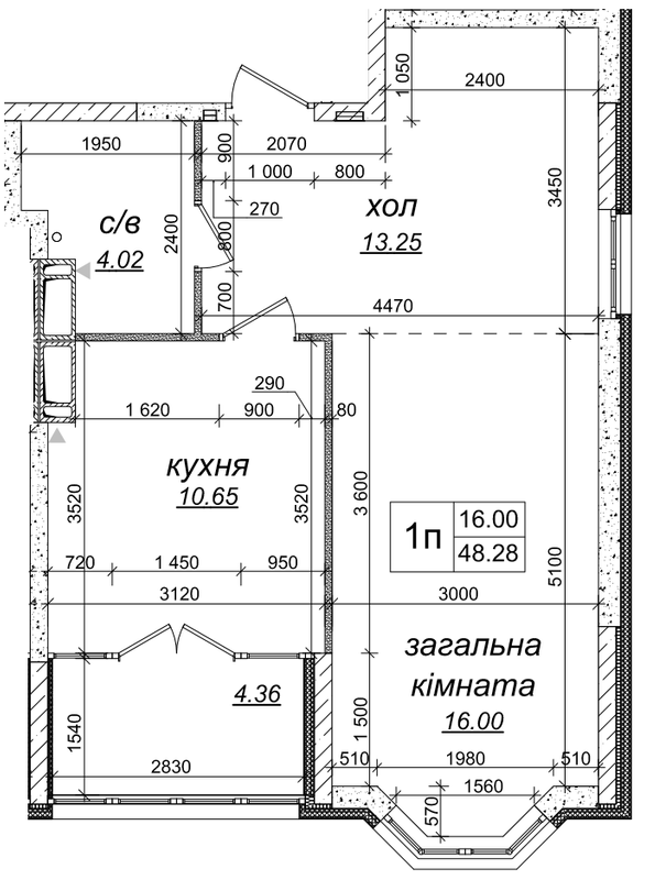1-кімнатна 48.28 м² в ЖК Одеський бульвар від 20 500 грн/м², с. Новосілки