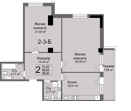 2-комнатная 96.5 м² в ЖК Люксембург от 47 000 грн/м², Харьков