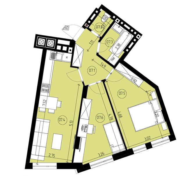 2-кімнатна 54.41 м² в ЖК Роланд від 22 400 грн/м², Львів