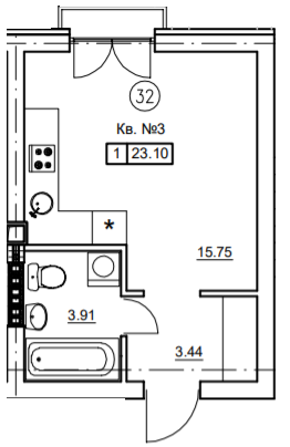 1-кімнатна 23.1 м² в ЖК Затишний (вул. Січова, 31) від 22 000 грн/м², с. Софіївська Борщагівка