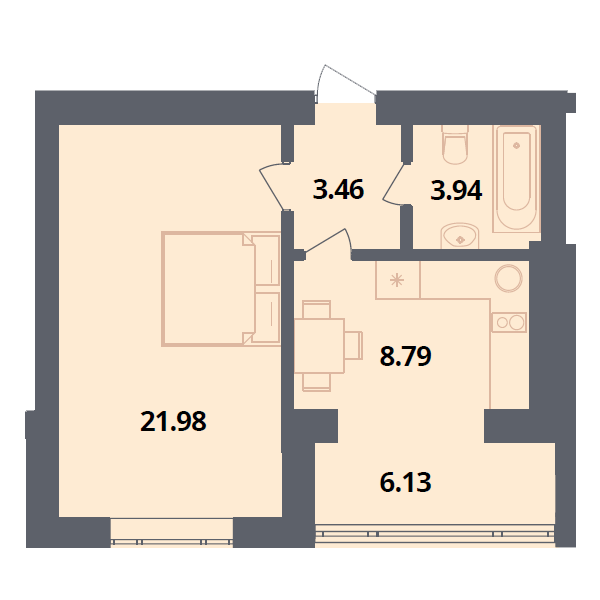 1-кімнатна 44.3 м² в ЖК Європейка від 18 600 грн/м², с. Софіївська Борщагівка