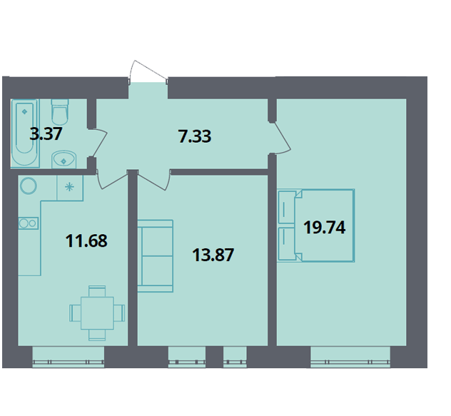 2-кімнатна 55.99 м² в ЖК Європейка від 25 000 грн/м², с. Софіївська Борщагівка