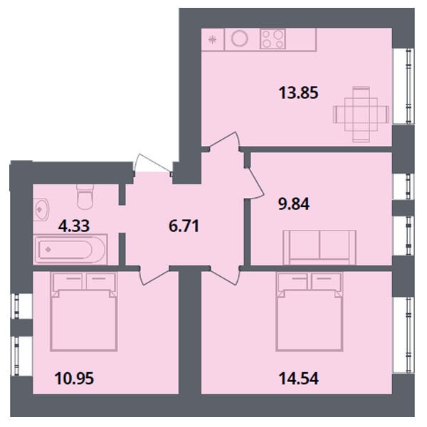 3-кімнатна 60.2 м² в ЖК Європейка від 19 500 грн/м², с. Софіївська Борщагівка