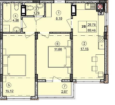 2-комнатная 60.48 м² в ЖК Стожары от 16 000 грн/м², с. Софиевская Борщаговка