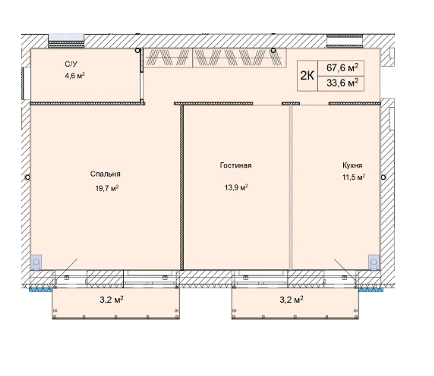 2-кімнатна 67.6 м² в ЖК Дмитро-Олександрівський від 15 600 грн/м², с. Ходосівка