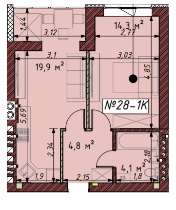 1-кімнатна 43.1 м² в ЖК Гостомельські Липки-5 від 12 500 грн/м², смт Гостомель