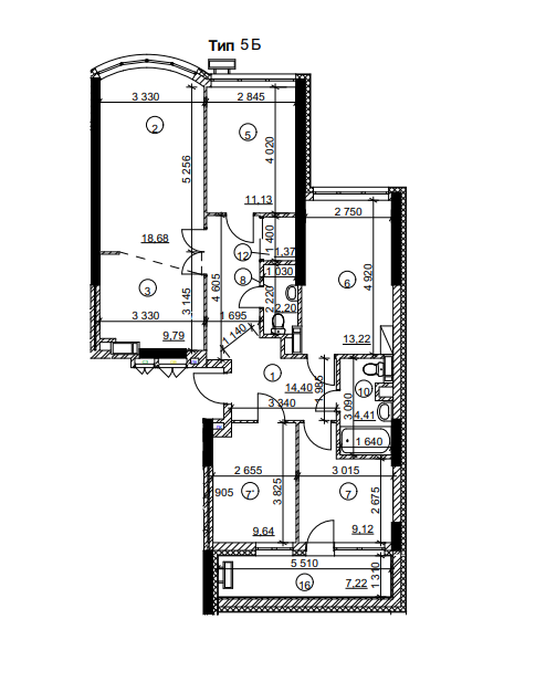 5+ комнат 96.13 м² в МФК Курнатовского от 24 346 грн/м², Киев