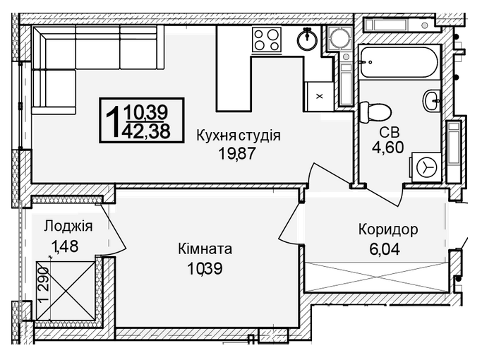 1-комнатная 42.38 м² в ЖК Леополь Таун от 25 000 грн/м², Львов