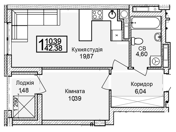 1-комнатная 42.38 м² в ЖК Леополь Таун от 19 000 грн/м², Львов