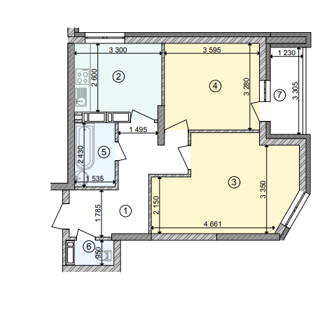 2-комнатная 54.68 м² в ЖК Обериг-2 от 29 462 грн/м², Киев