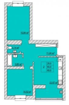 2-кімнатна 69.8 м² в ЖК Caramel Residence від 20 000 грн/м², Луцьк