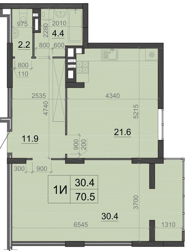 1-комнатная 70.5 м² в ЖК Визави от 19 000 грн/м², Луцк