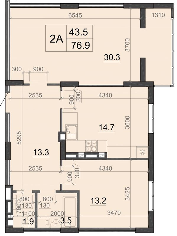 2-комнатная 76.9 м² в ЖК Визави от 18 500 грн/м², Луцк