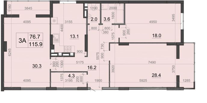 3-комнатная 115.9 м² в ЖК Визави от 18 000 грн/м², Луцк