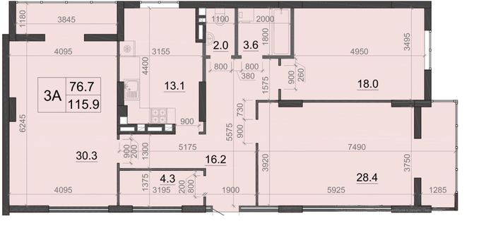 3-кімнатна 115.9 м² в ЖК Визави від 18 000 грн/м², Луцьк