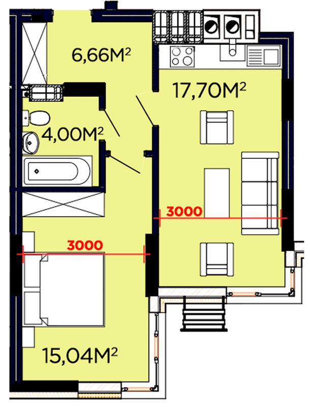 1-кімнатна 43.4 м² в ЖК Щасливий від 19 500 грн/м², Львів