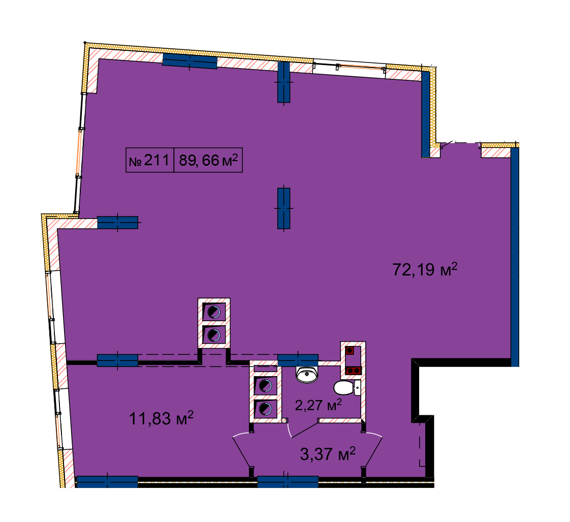 Торговельне приміщення 89.66 м² в ЖК Щасливий від 18 000 грн/м², Львів