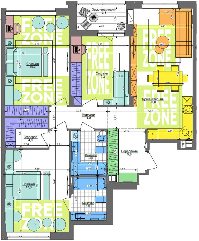 3-комнатная 101.7 м² в ЖК Respublika от 35 500 грн/м², Киев