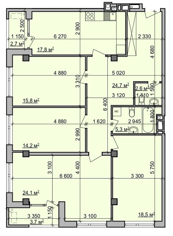 4-кімнатна 126.2 м² в ЖК Октава від 41 200 грн/м², Харків