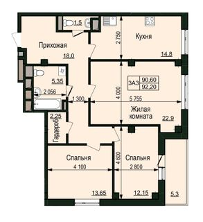 3-комнатная 92.2 м² в ЖК Пролисок от 17 450 грн/м², Харьков