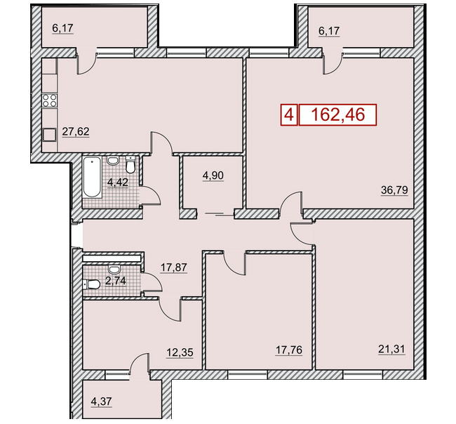 4-кімнатна 162.46 м² в ЖК Річковий квартал від 18 700 грн/м², Харків