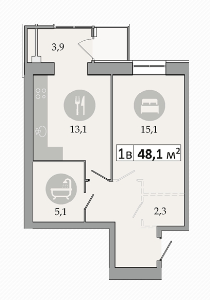 1-комнатная 48.1 м² в ЖК Днепровская Брама 2 от 15 400 грн/м², пгт Слобожанское