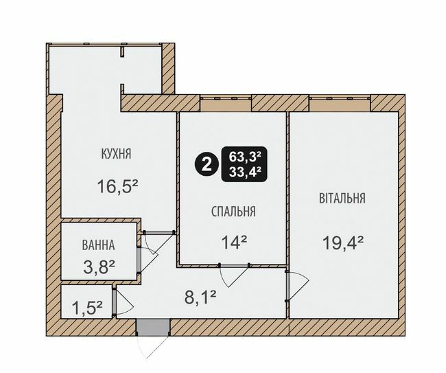 2-комнатная 63.3 м² в ЖК Автобиография от 13 500 грн/м², Хмельницкий