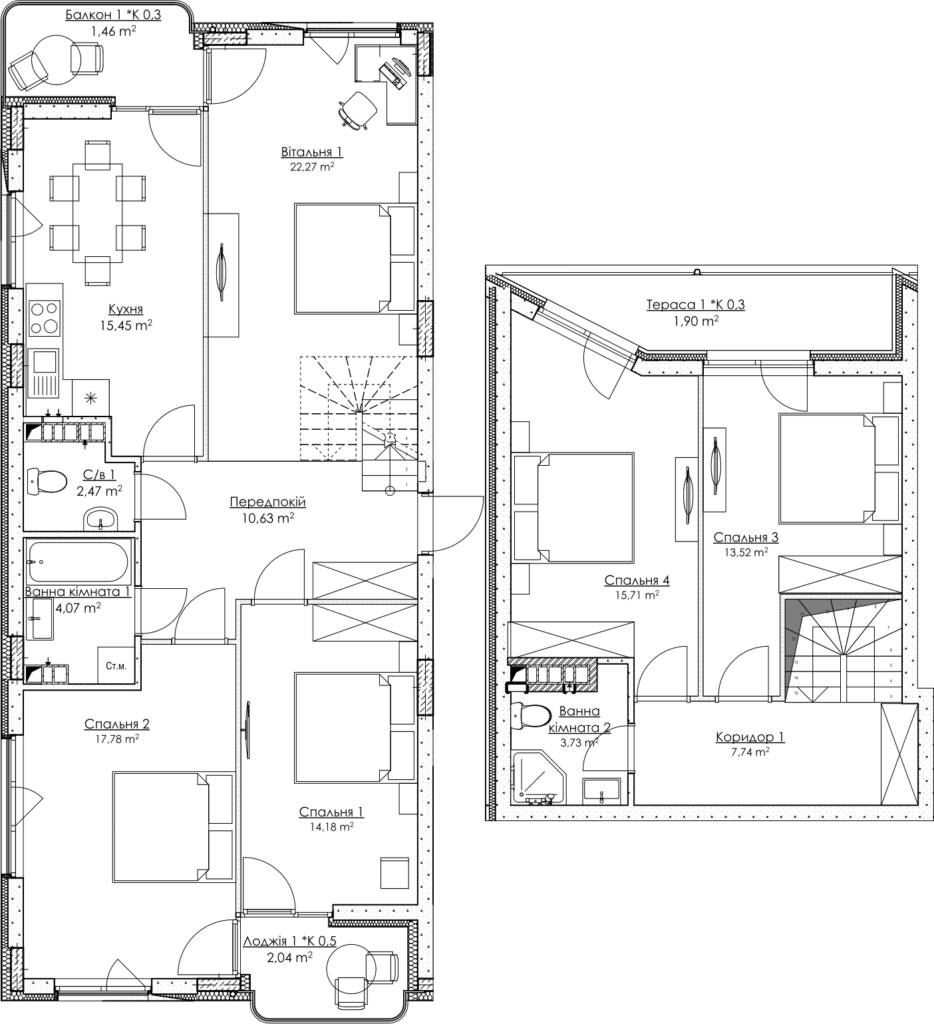 Двухуровневая 133.58 м² в ЖК O2 Residence от 32 029 грн/м², Киев