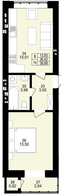 1-кімнатна 39.88 м² в ЖК Грушевського від 16 950 грн/м², м. Винники