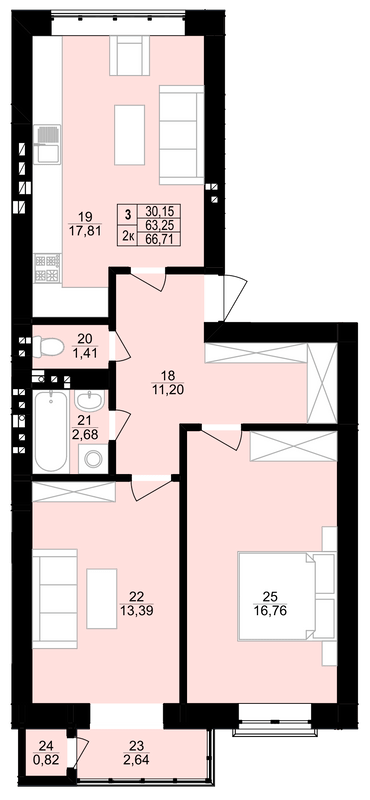 2-комнатная 66.71 м² в ЖК Грушевского от 15 150 грн/м², г. Винники