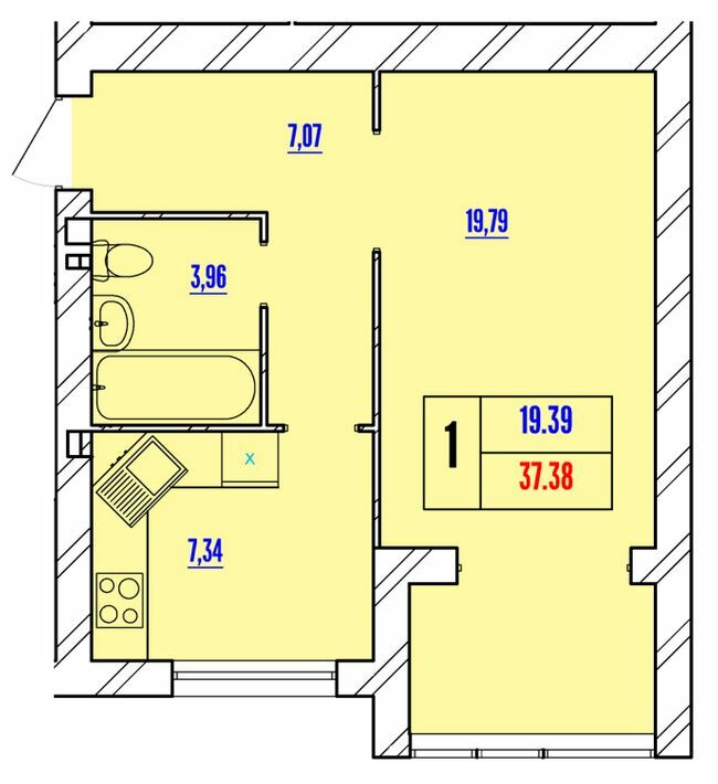 1-кімнатна 37.38 м² в ЖК Avila Line від 12 500 грн/м², Хмельницький