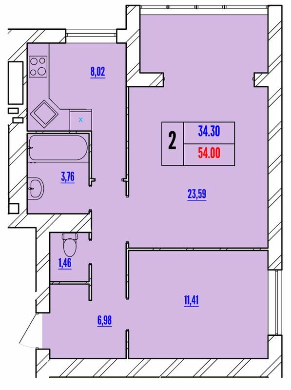 2-кімнатна 54 м² в ЖК Avila Line від 17 000 грн/м², Хмельницький